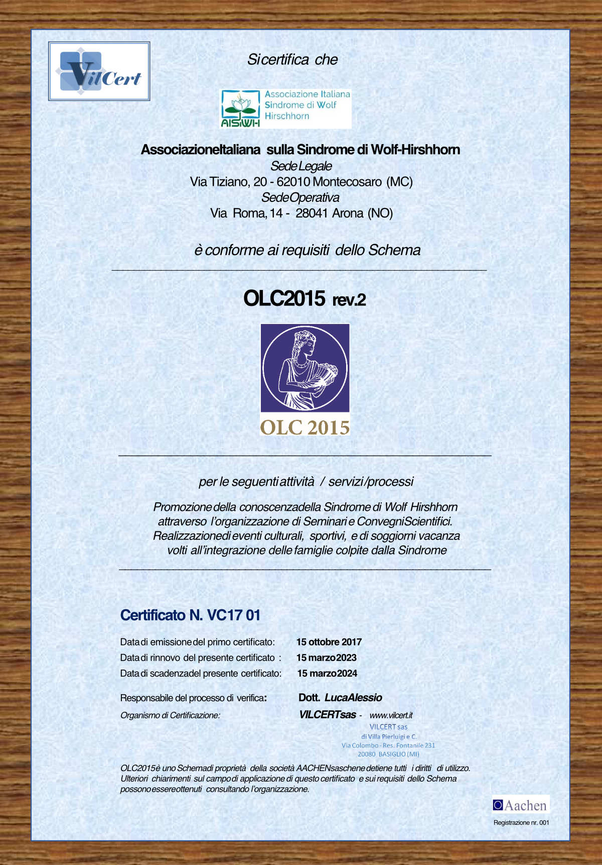 Certificazione AISIWH 2022
